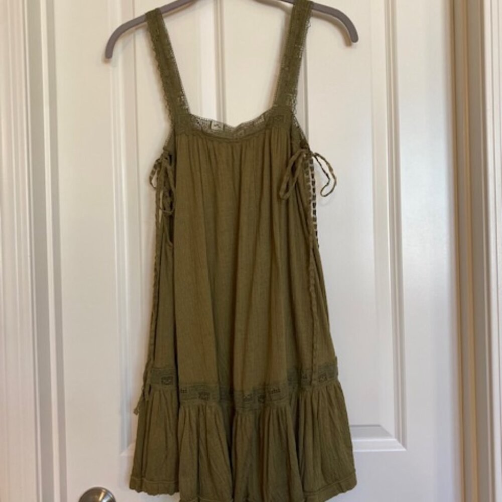 Free People Sweet Thing Tunic Mini Dress Lace Moss Size XS - Picture 2 of 16